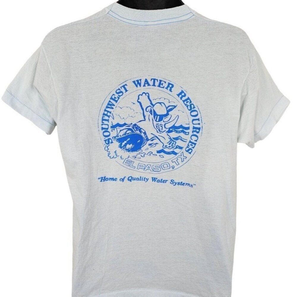 Vintage Surfing Rhino T Shirt Mens Size Medium Light Blue El Paso Texas